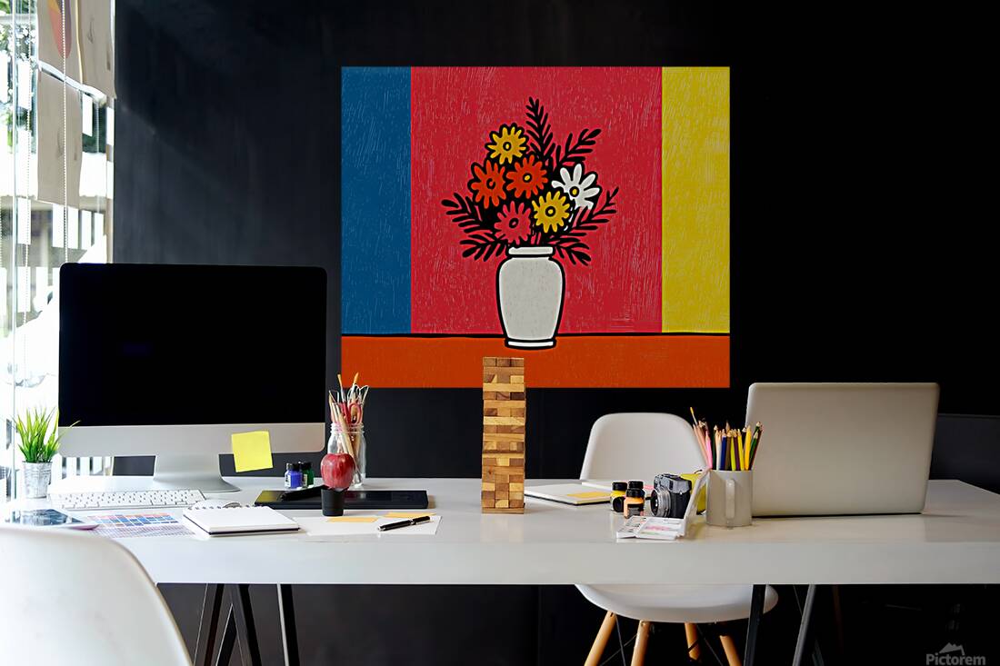 Color Field Blooms – Retro Graphic Vase Print Reproduction