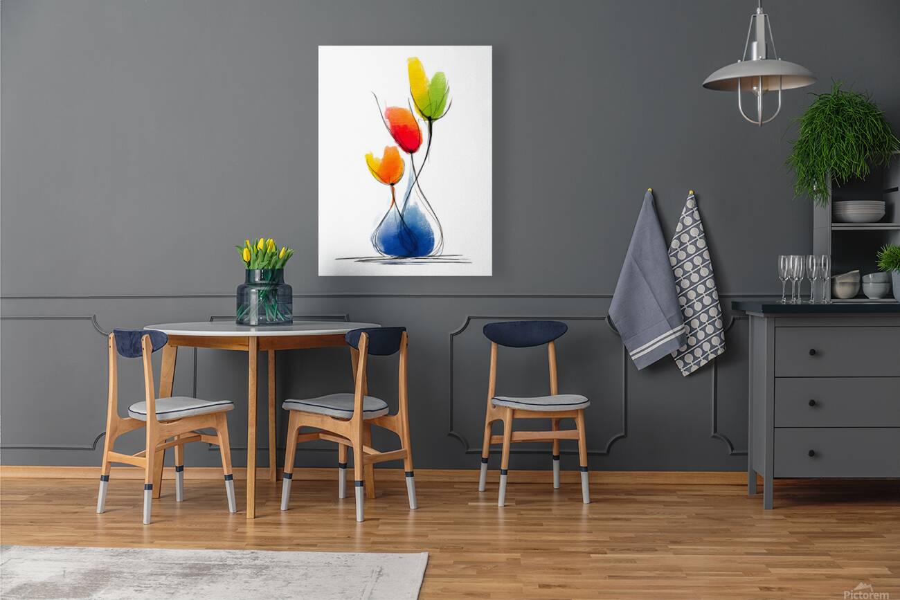 Threefold Harmony – Minimalist Watercolor Vase Print Reproduction