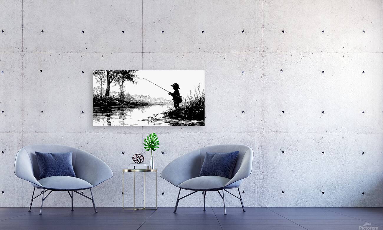 Boy Fishing – Vintage Fishing Print Reproduction