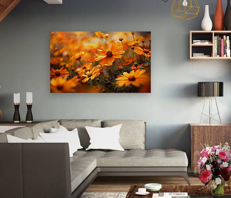 Honeyfield Glow – Warm Sunflower Bokeh Print Reproduction