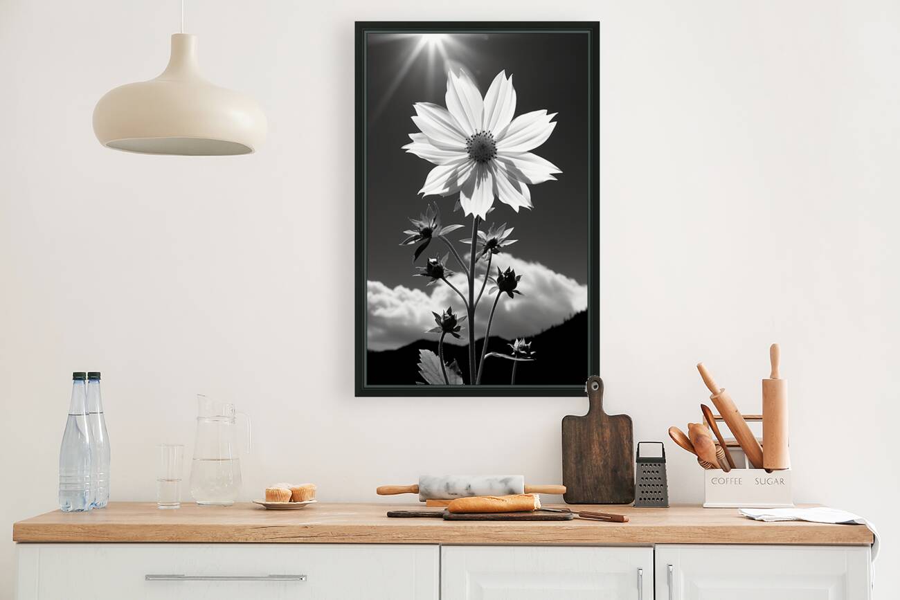 Posture – Minimal Daisy Monochrome Art Print Reproduction