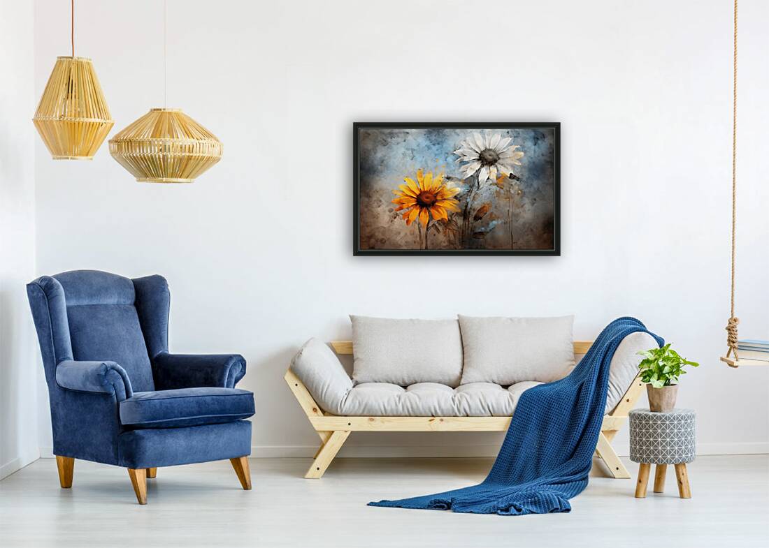 Fire And Ice - Sunflower Contrast Art Prints Reproduction