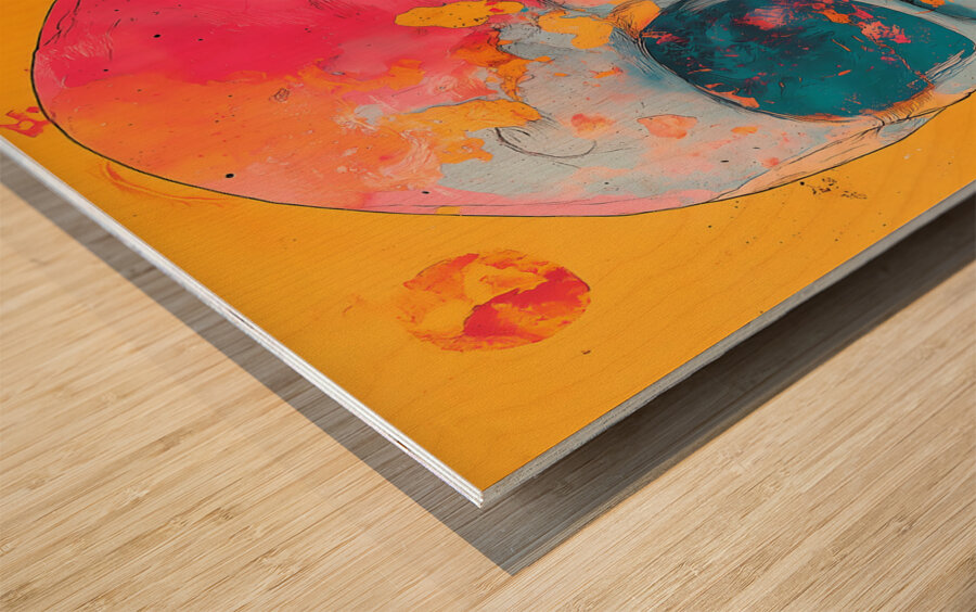 Uninhibited - Neon Skull Portrait Art Prints Wood print