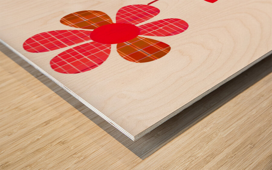 Plaid Botanica 21 - Modern Retro Floral Art Prints Wood print