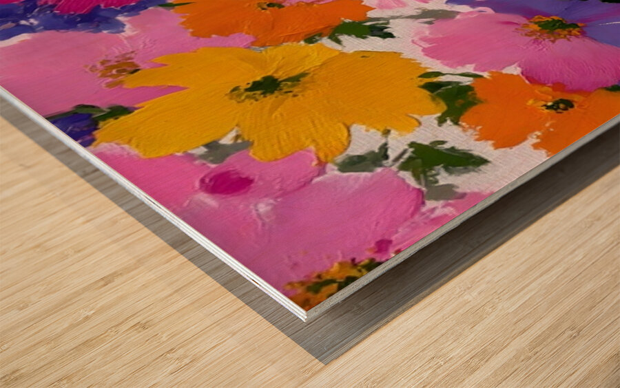 Eclat De Couleurs - Burst Of Colors - Abstract Floral Art Prints Wood print