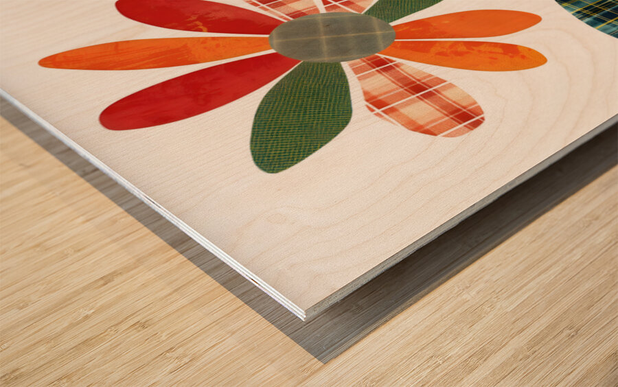 Plaid Botanica 27 - Contemporary Floral Art Prints Wood print