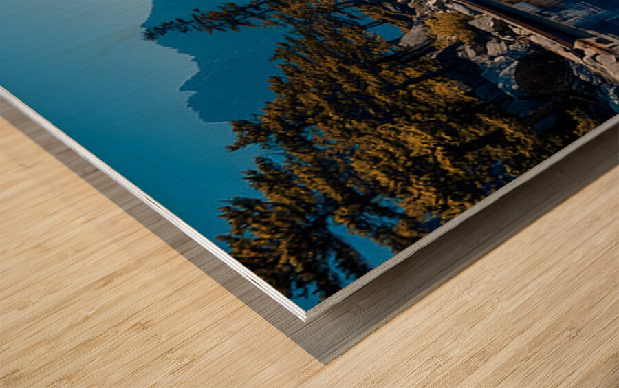 Stillness Between The Pines - Mountain Lake Landscape Art Prints Wood print