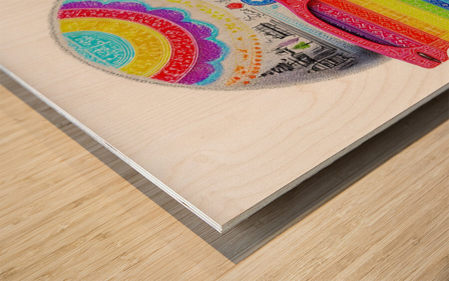 Calavera Del Arcoiris - Rainbow Skull - Dia de los Muertos Art Prints Wood print