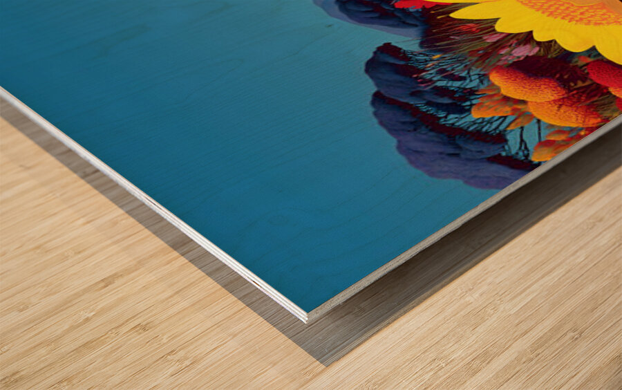 Radiant Bloom – Floral Landscape Art Print Wood print