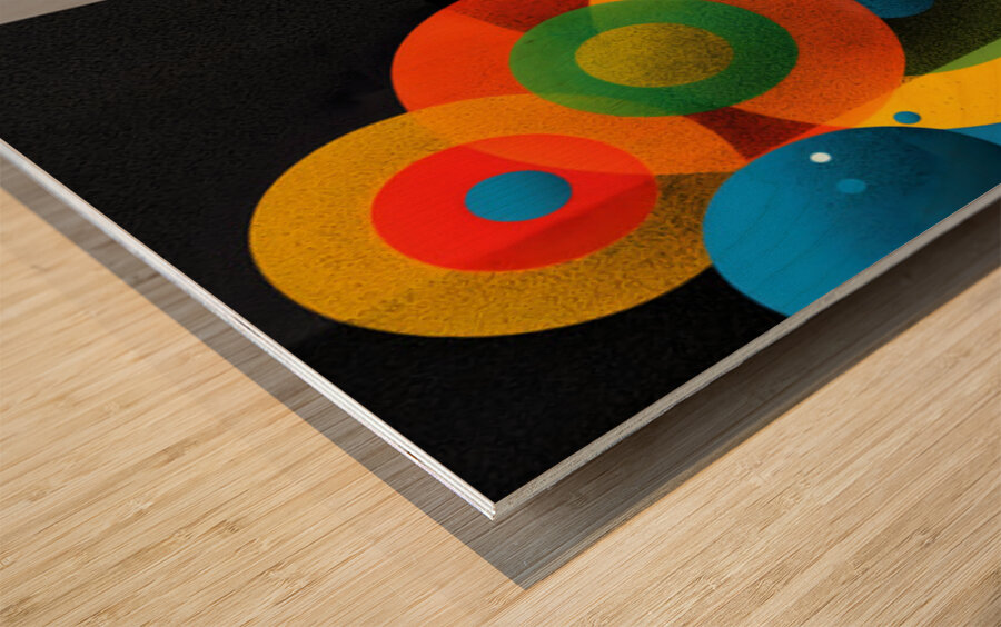 Orbit Spectrum – Color Meets Monochrome Abstract Art Print Wood print