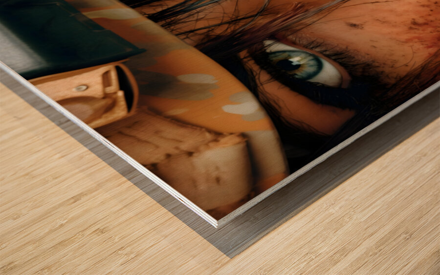 Steel Gaze – Warrior Portrait Art Print Wood print