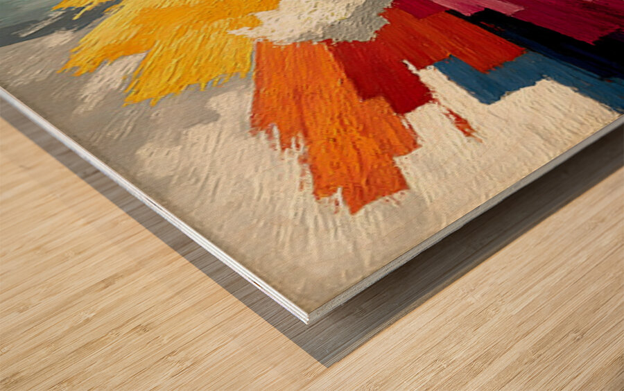 Palette Detonation – Impasto Burst Abstract Print Wood print