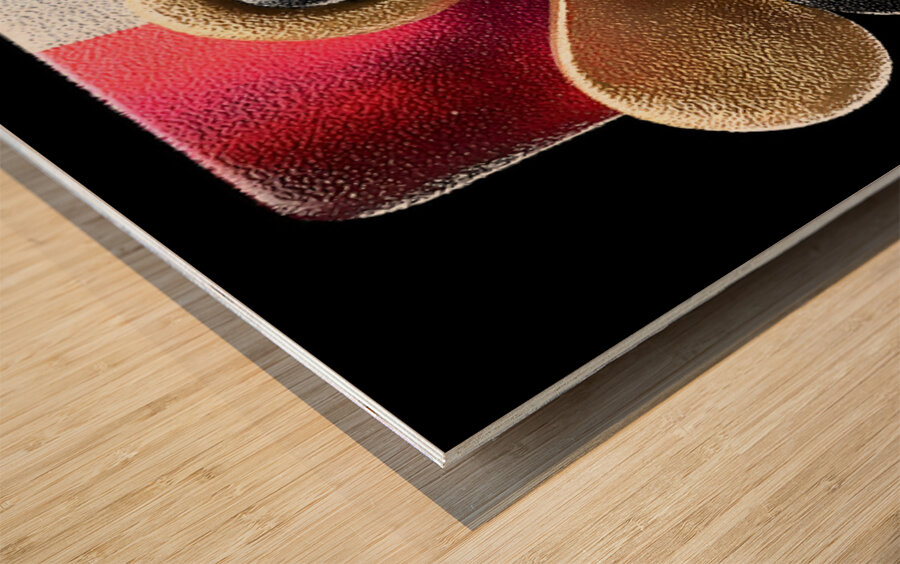 Gold & Blue Loops – Modern Abstract Wall Art Print Wood print