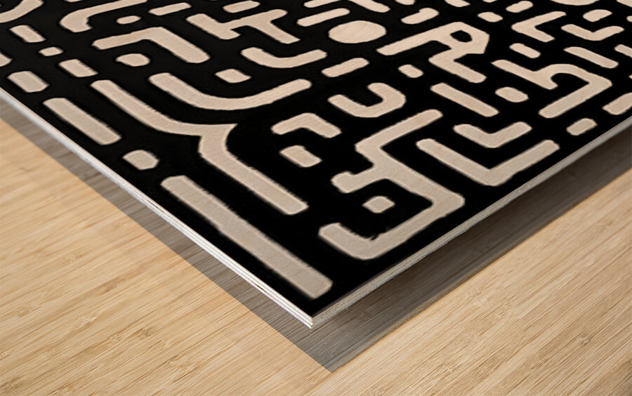The Maze Within – Abstract Black and White Print Wood print