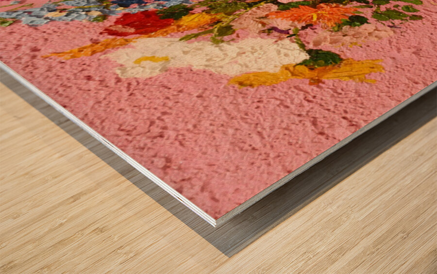 Pink Noise – Modern Textured Floral Print Wood print