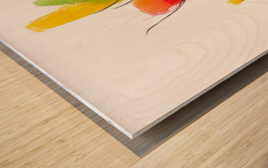 Threefold Harmony – Minimalist Watercolor Vase Print Wood print