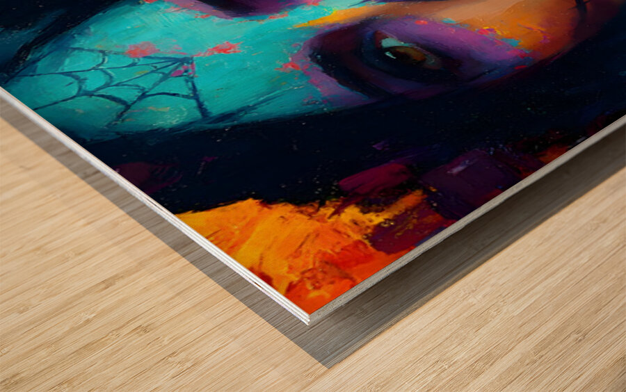 Calavera Azul D a de los Muertos Sugar Skull Wood print