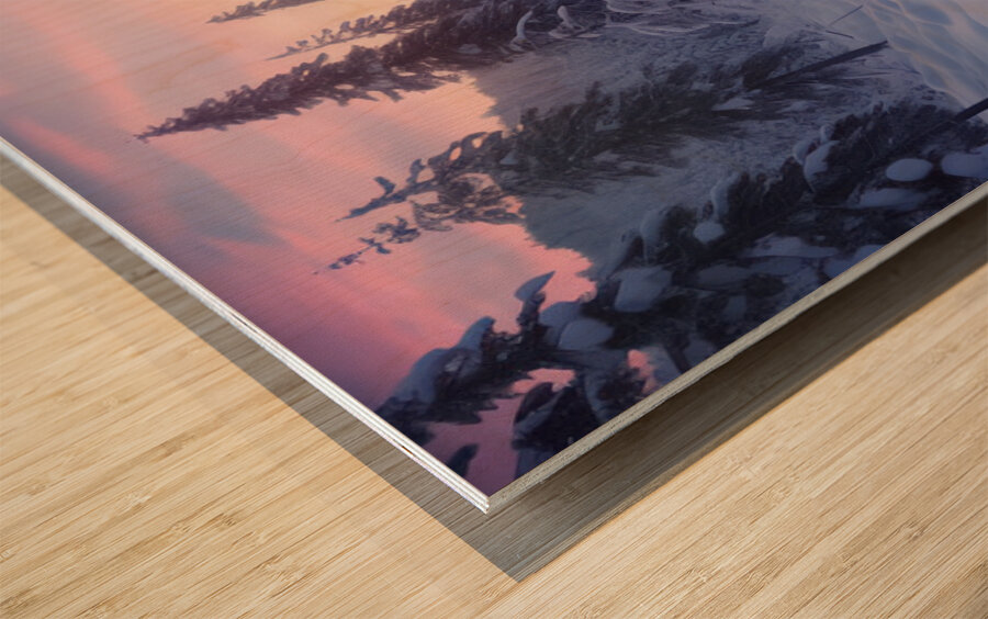 Solstice River – Winter Twilight Landscape Print Wood print